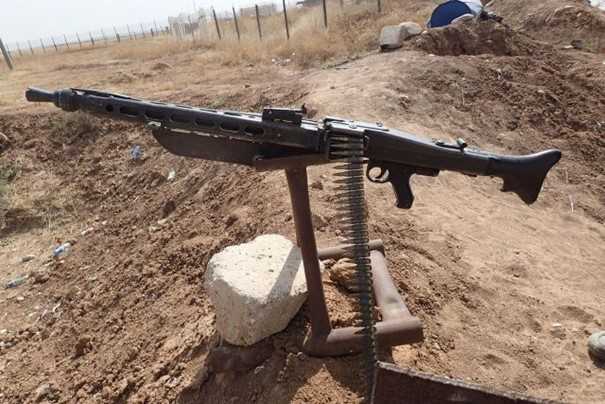 Machine gun ready to be used.