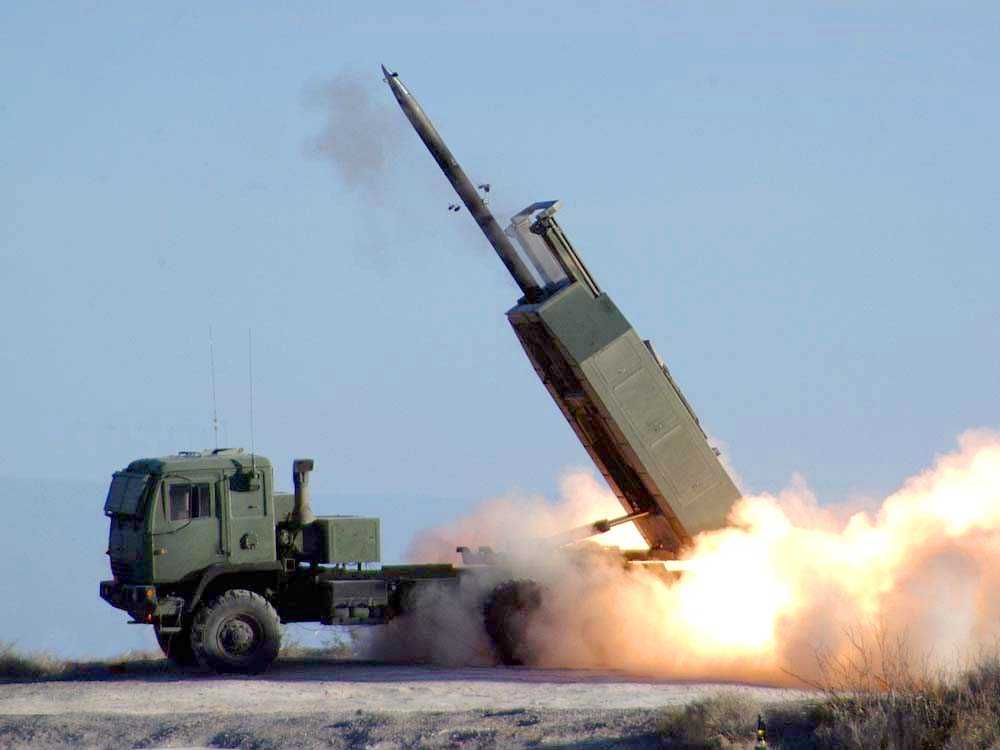 Multiple launch rocket system (MLRS) M-142 HIMARS of the U.S. Army