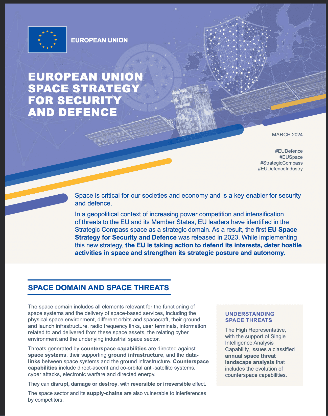 The EU Space Strategy for Security and Defence