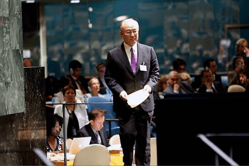 A photo showing IAEA Director General Yukiya Amano at the opening meeting of the 2010 NPT RevCon.