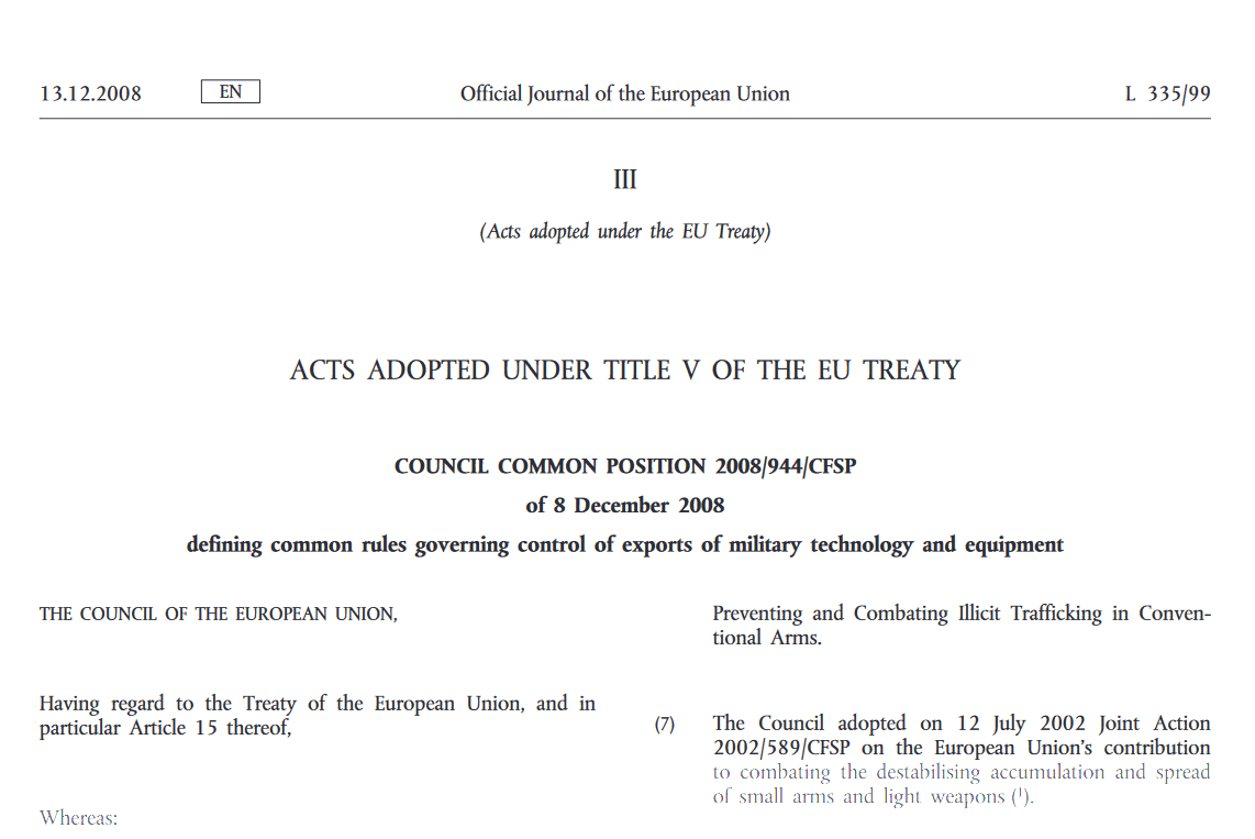 Picture of the Common Position 994, 2008.