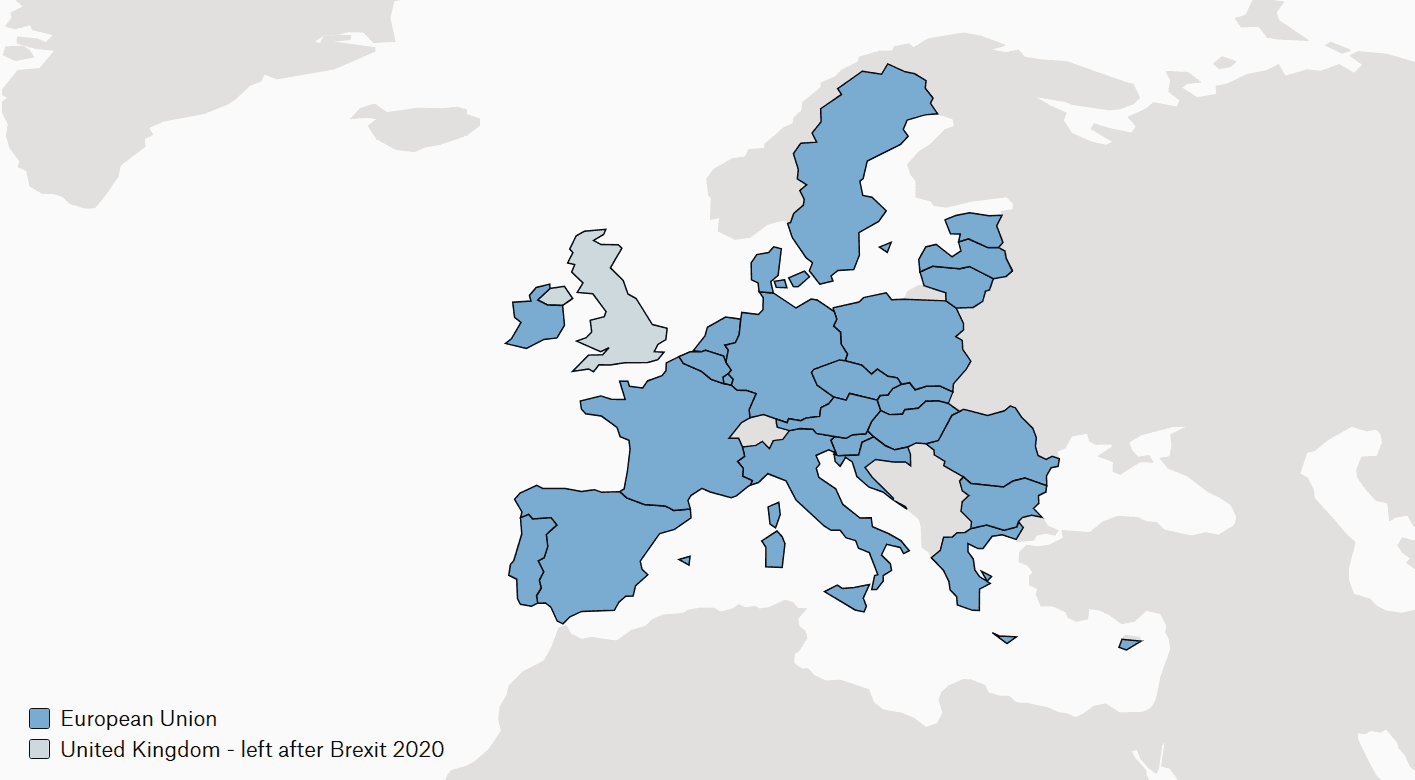 A map of the 27 EU member states