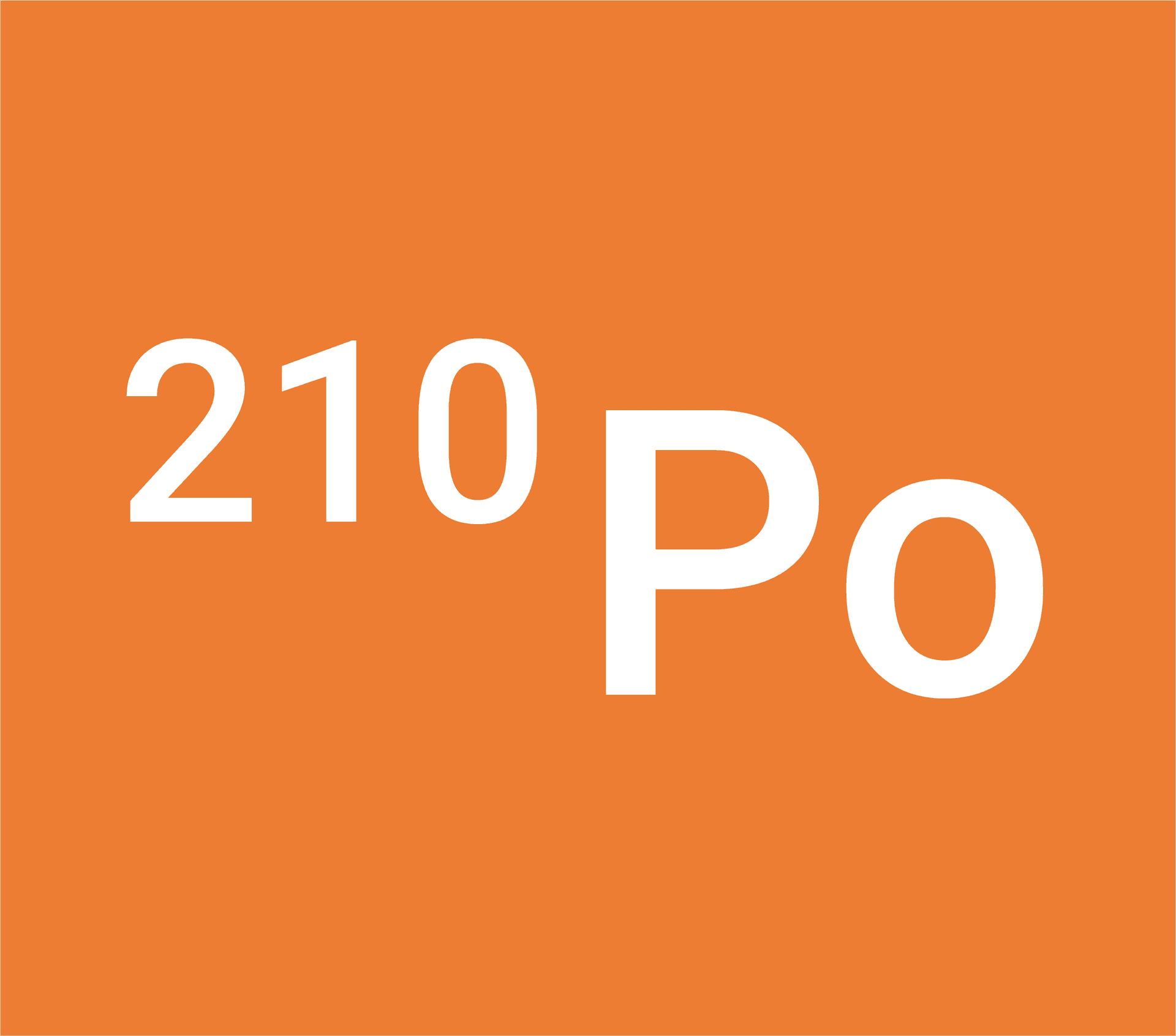 Orange background with writing on it: 210 Po