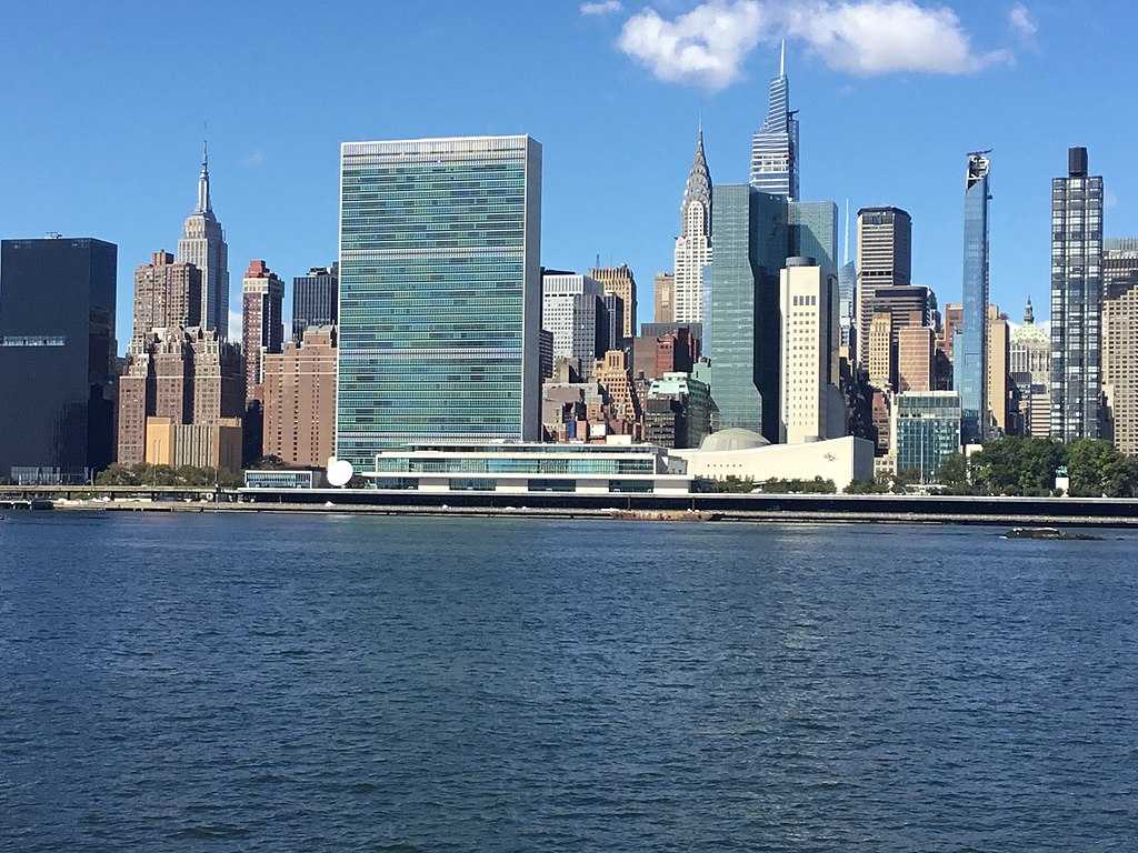 UN Headquarter in New York City from across the East River.