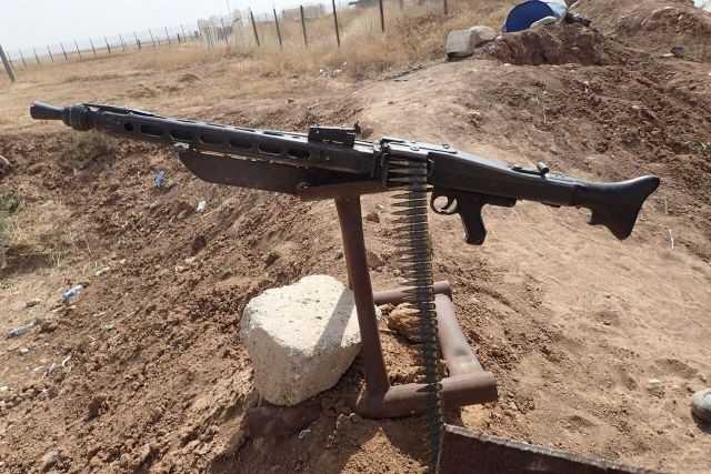 A closeup photo of a Machine gun