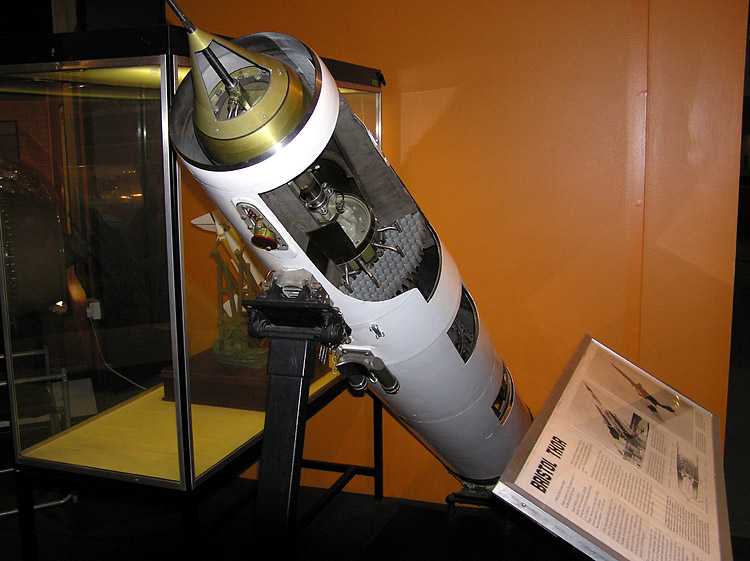 Bristol Thor ramjet engine of a Bloodhound Missile modified for display purposes at the (closed) Bristol Industrial Museum in 2004