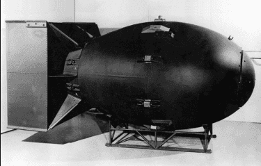 Photograph of the 'Fat Man' atomic bomb.